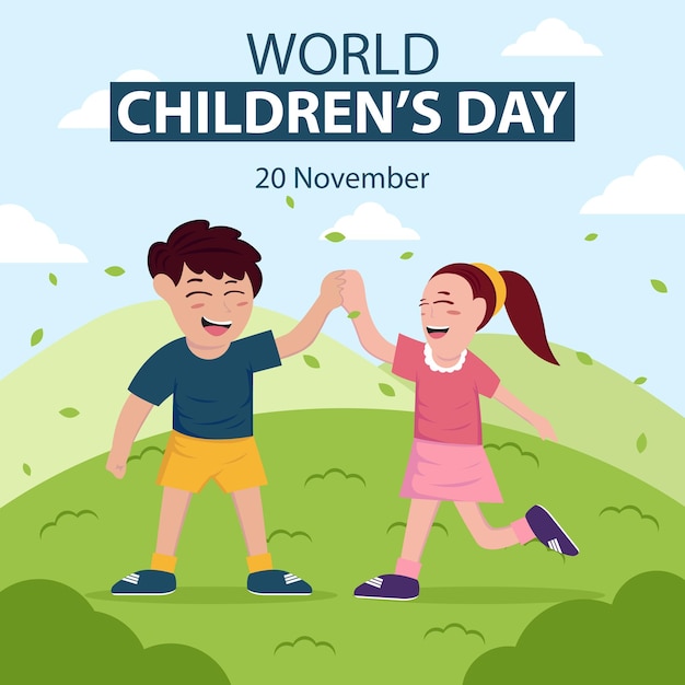 illustratie vectorgrafiek van een paar kinderen die handen vasthouden perfect voor internationale dag