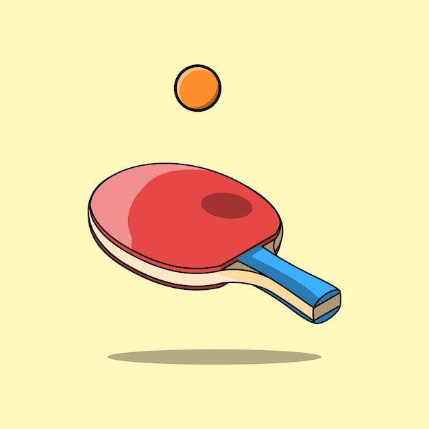 Vector illustratie vectorgrafiek van een ping pong racket die de bal in cartoon stijl raakt