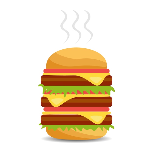 Vector illustratie veelkleurige triple hamburger op een witte achtergrond