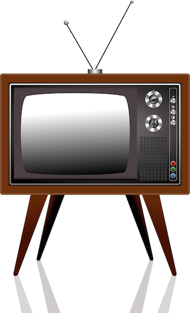 Illustratie vintage oude antieke televisie en antenne antieke televisie oude retro cartoon