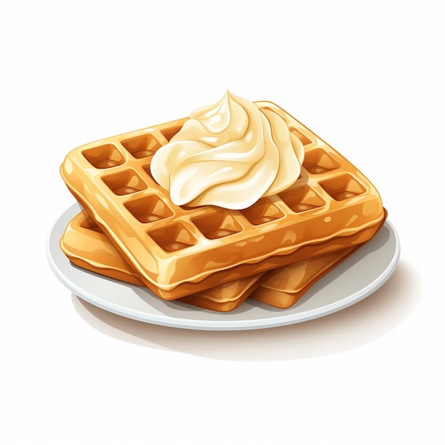 Vector illustratie voedsel vector wafel dessert snack zoete bakkerij ontbijt achtergrond wafer iso