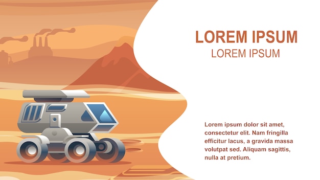 Illustratie voertuig zandoppervlak mars