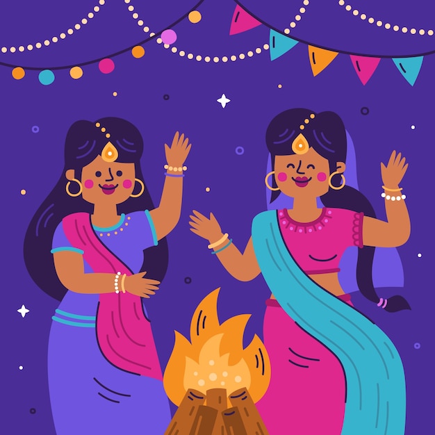 Vector illustratie voor de viering van het lohri-festival