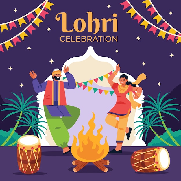 Vector illustratie voor de viering van het lohri-festival