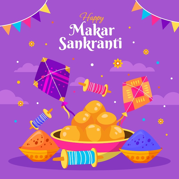 Vector illustratie voor de viering van het makar sankranti-festival