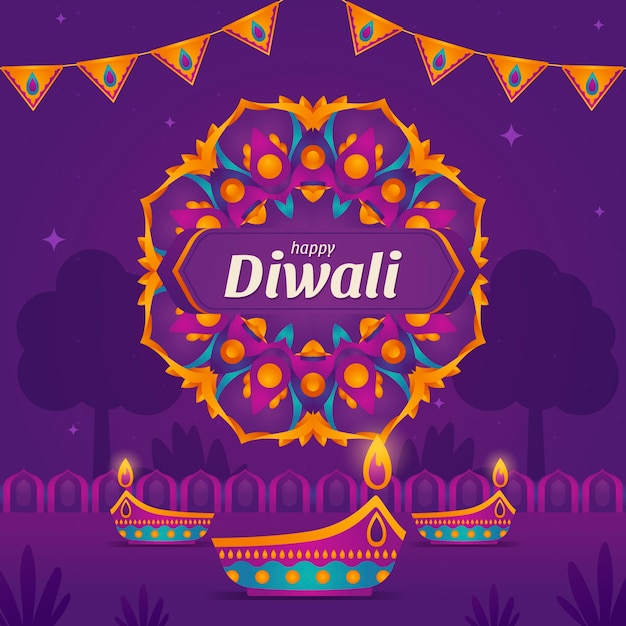 Vector illustratie voor diwali festivalviering