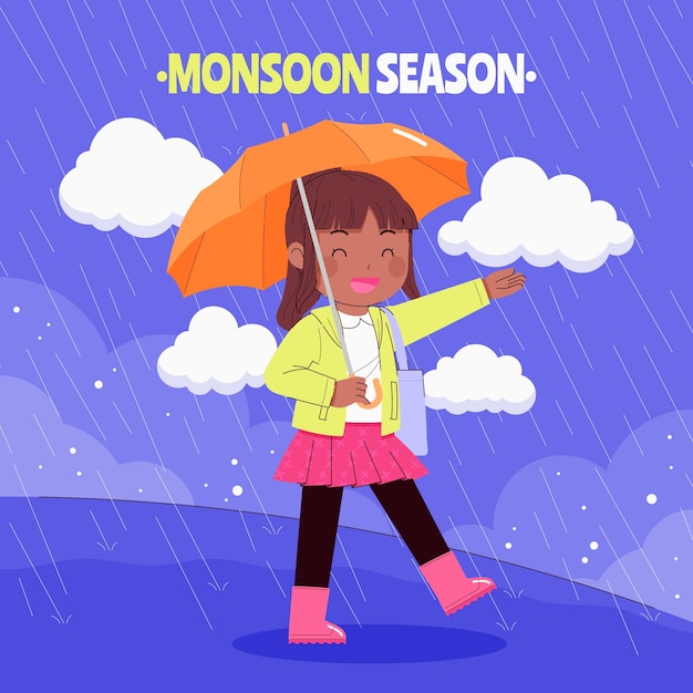 Illustratie voor het moessonseizoen