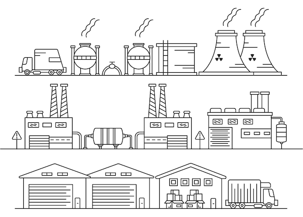 Illustratie voor industrieel in lijnstijl