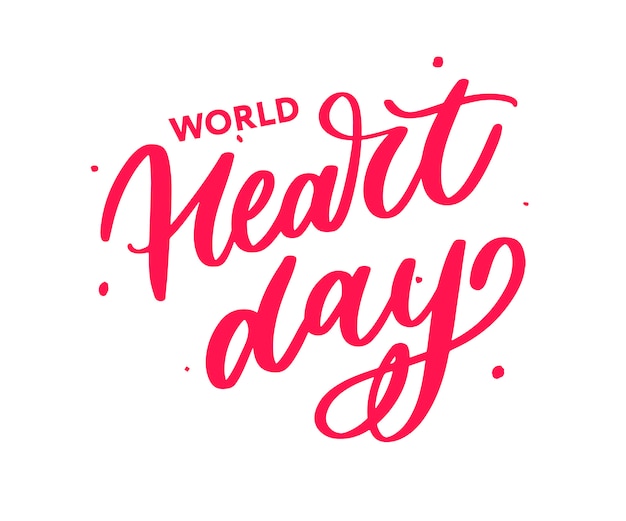 Illustratie voor world heart day belettering kalligrafie