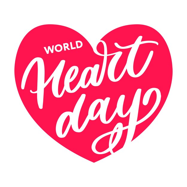 Illustratie voor world heart day belettering kalligrafie