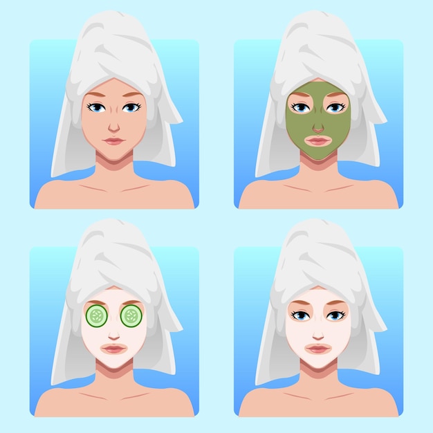 Vector illustratie vrouw huidverzorging gezichtsmasker