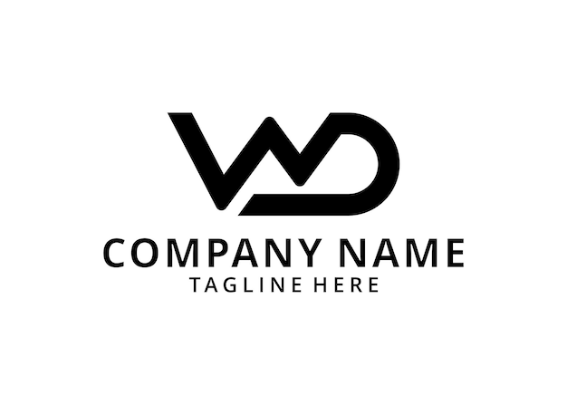 Illustratie WD Logo Design Template Vector Graphic Branding Element.