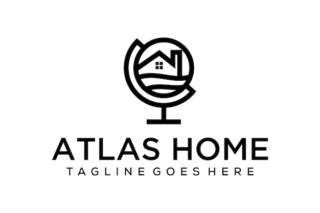 illustratie wereldbol wereld bal atlas huis logo ontwerp