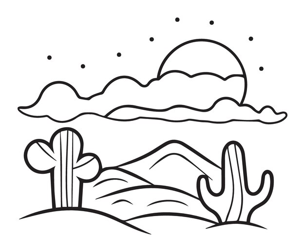 Illustratie woestijn vector vlakke minimale iconen