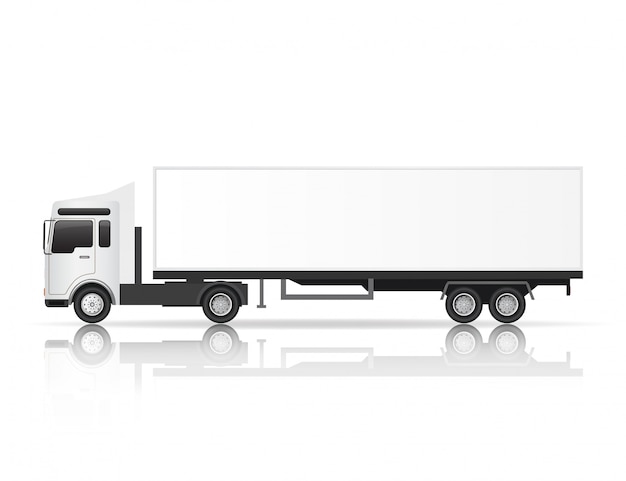 Illustratie zijaanzicht van Witte Vrachtwagen.