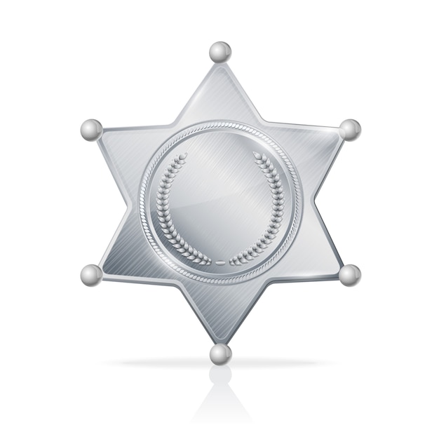 Illustratie zilveren sheriff badge ster leeg