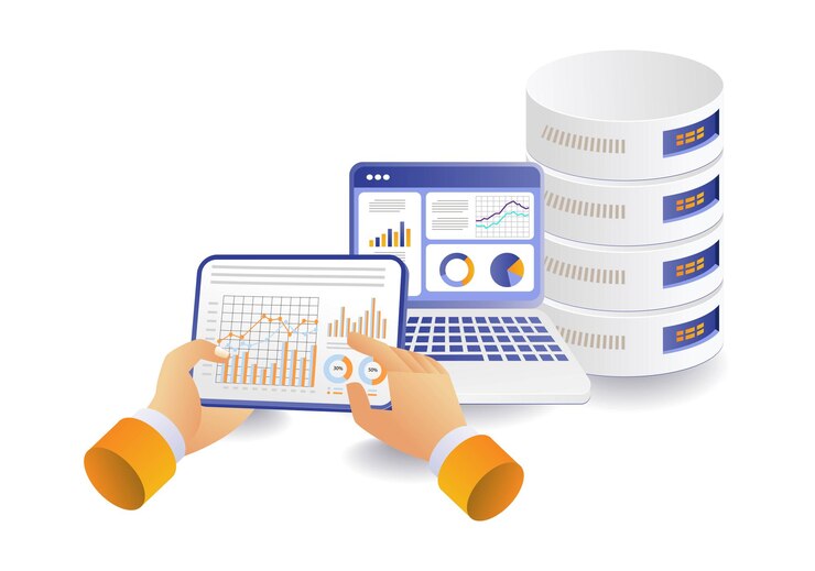 Vector illustratieconcept van de databankserver voor gegevensanalyse 1