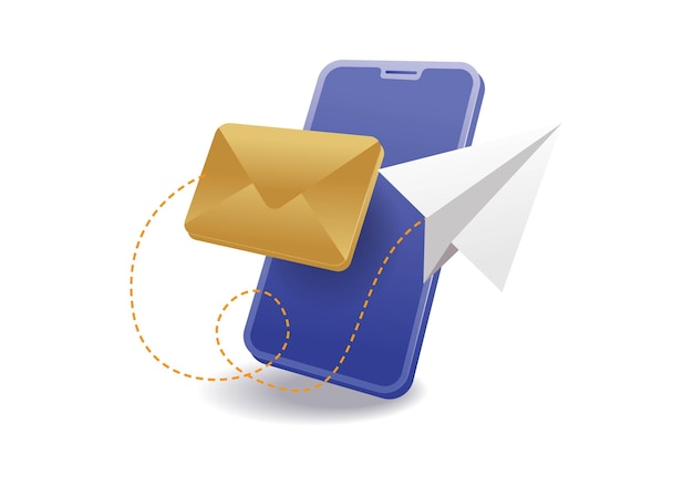 Illustratieconcept voor het verzenden van e-mails met smartphone-technologie