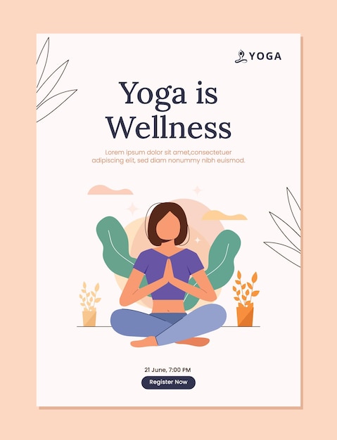 Illustratief ontwerp van een sjabloon voor een yogaposter