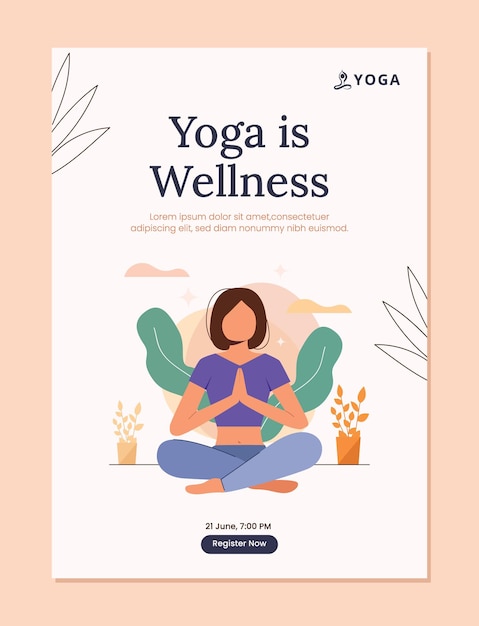 Vector illustratief ontwerp van een sjabloon voor een yogaposter