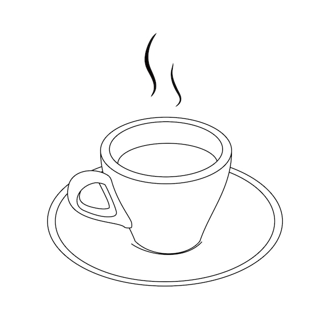 Illustratielijn die een verse warme kop koffie of thee trekt Kop Italiaans