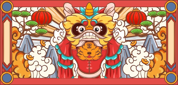 Illustratieontwerp van cartoon Chinese dierenriem in het jaar van de tijger