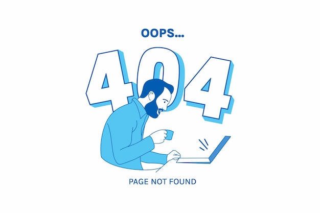 Illustraties van een gefrustreerde zakenman voor een Oops 404-foutontwerpconcept-bestemmingspagina