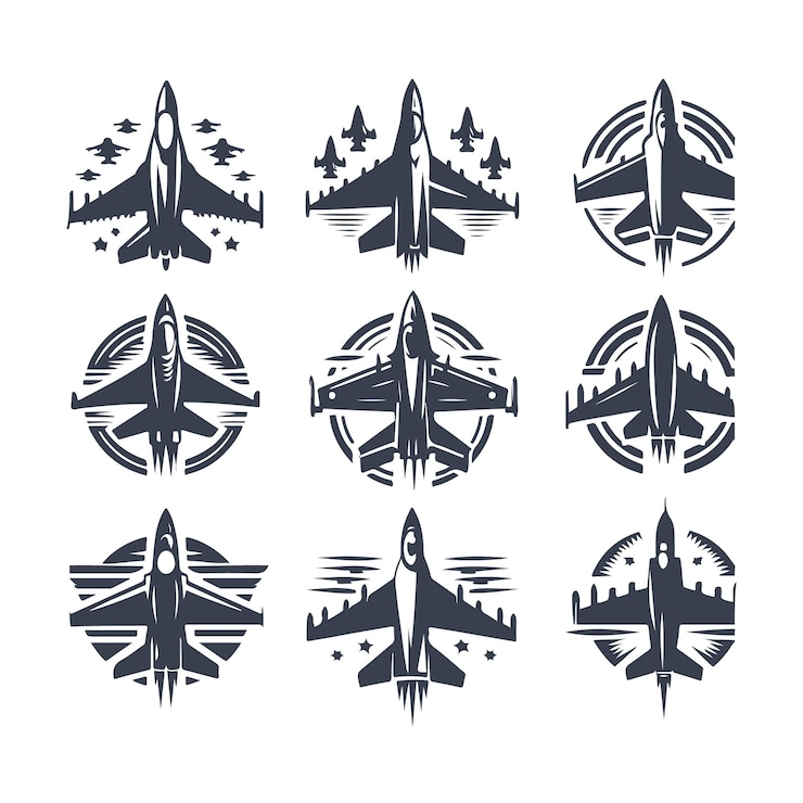 Vector illustraties van het logo van de jet fighter plane collection