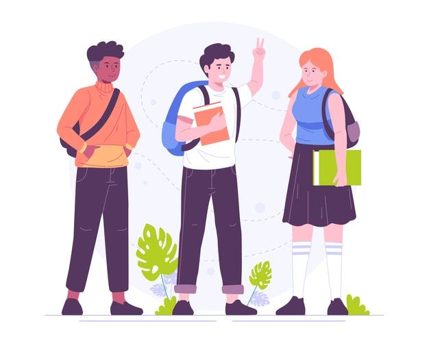 Illustraties van mannelijke en vrouwelijke studenten