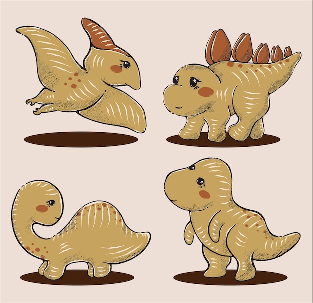 Illustraties van schattige babydinosaurussen