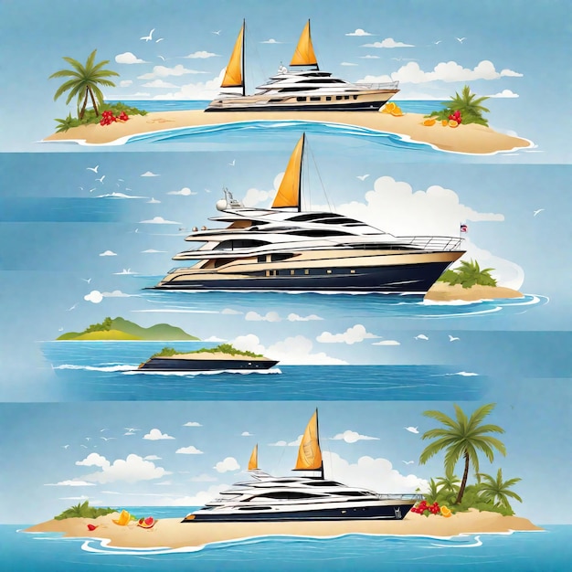 Vector illustraties vector tropische zomer zee strand ontwerp items