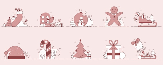 Illustraties voor kerstmis of nieuwjaar.