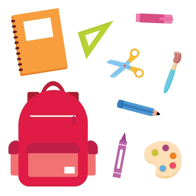 illustratieset voor schoolbenodigdheden
