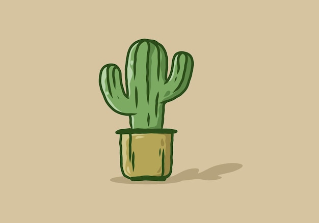 Illustratietekening van groene cactus