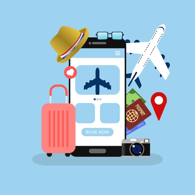 Illustratieverzameling van reis- en vakantieconcepten van vector