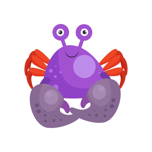 illustratin vector graphic red legged purple crab isolated on white background