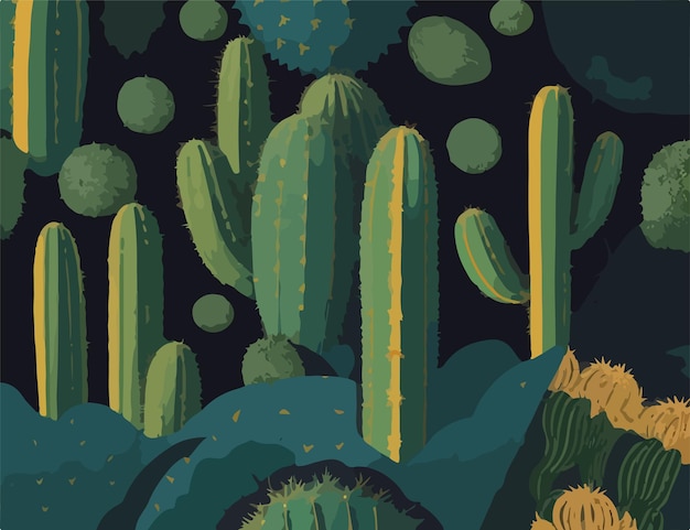 Illustrating Cacti Delights 2D Seamless Backgrounds