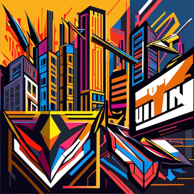 Vector illustrating the city story graffiti arrows showcase unveiled