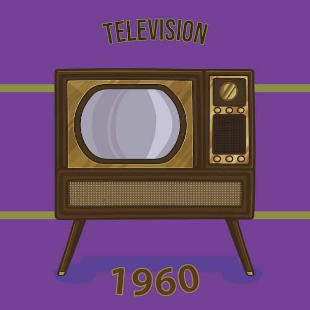 Vector an illustration of 1960's television