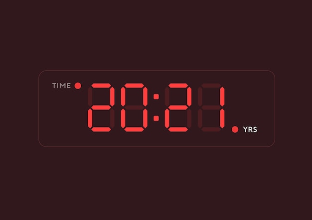 Illustrazione dell'anno 2021 in stile orologio digitale