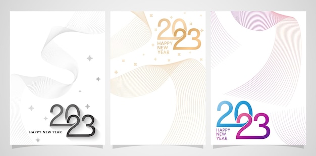 illustration of 2023 waving lines for covering calendar, social media header, screen printing paper