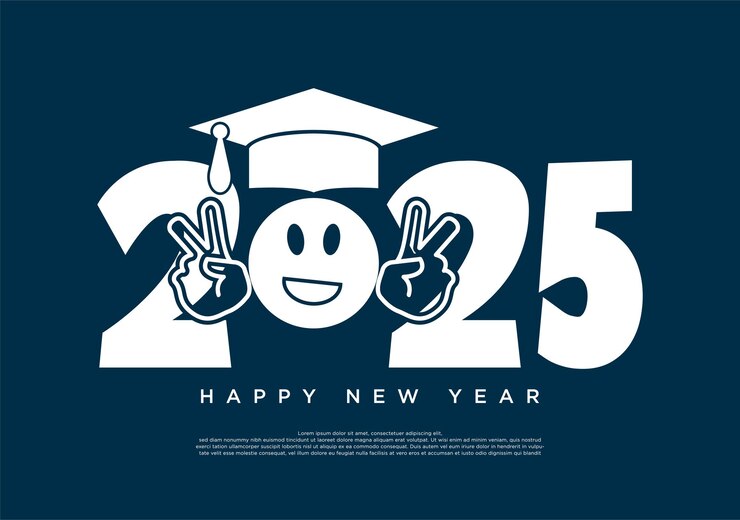 illustration of 2025 new year numbers with a school toga concept for a unique 2025 new year celebration