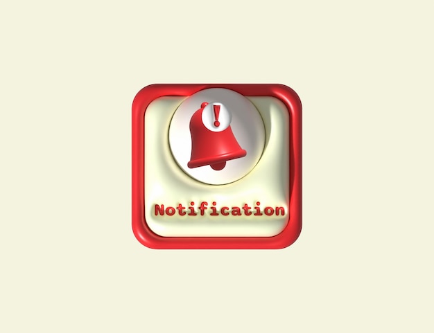 Illustration 3D Message button with notification bell