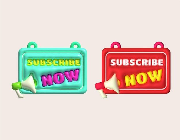 illustration 3D subscribe icon Subscribe button 3D element