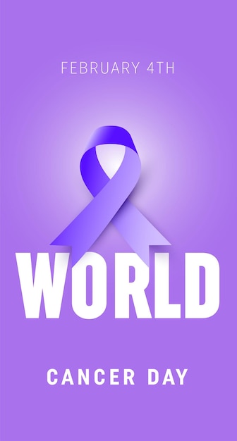 Illustration Of 4 February World Cancer Day Poster Or Banner Background. Cancer Awareness Realistic