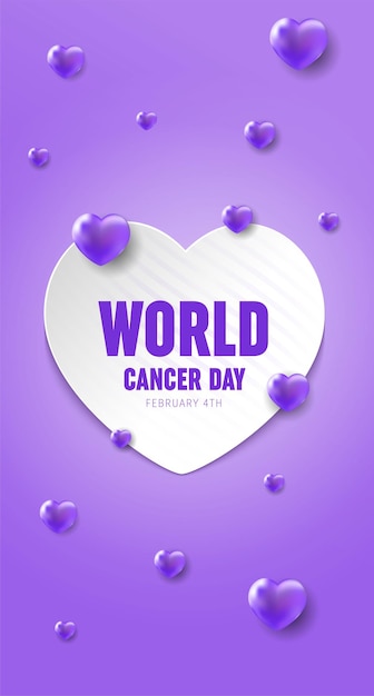 Illustration Of 4 February World Cancer Day Poster Or Banner Background. Cancer Awareness Realistic