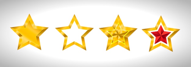 illustration of 4 gold 3d stars