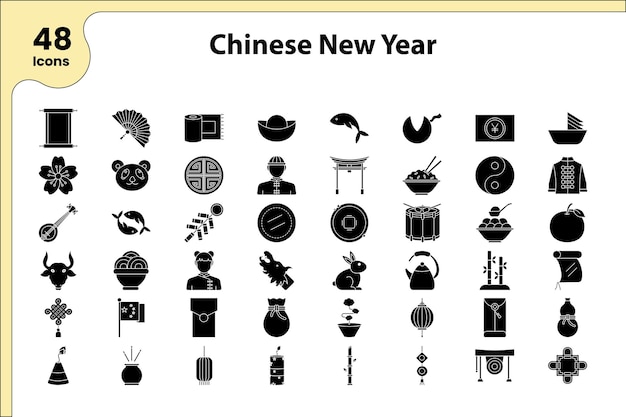 Vector illustration of 48 chinese new year icon set