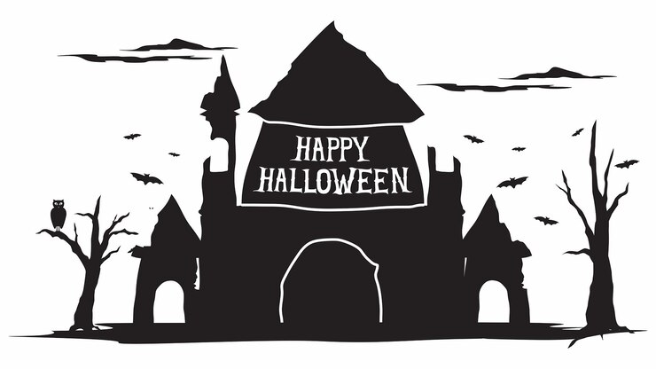 Vector illustration of an abandoned castle which used by the witch to practicing magic on the halloween
