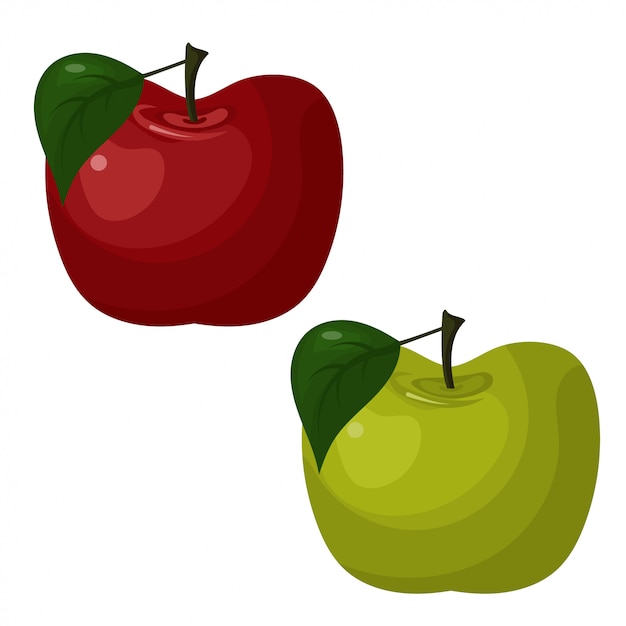 Vector illustration of abstract bright apples, green and red.